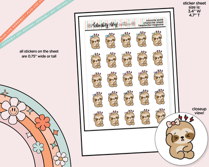 Snoozie Sloth Headache-Migraine Decoration Character Planner Stickers