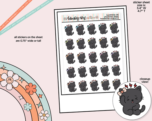 Toothless Cat Headache-Migraine Decoration Character Planner Stickers - Adorably Amy Designs