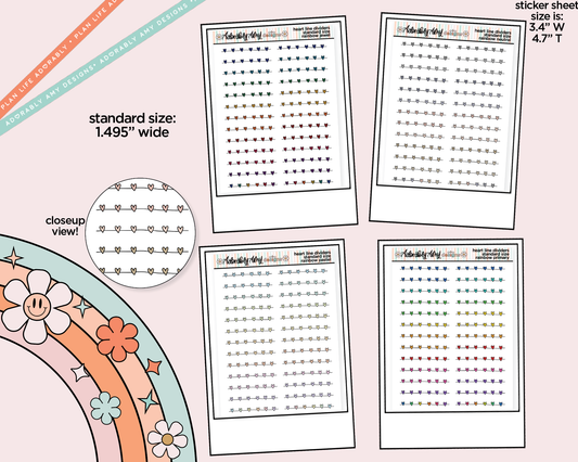 Rainbow Heart Line Dividers Standard Size Stickers for any Planner or Insert