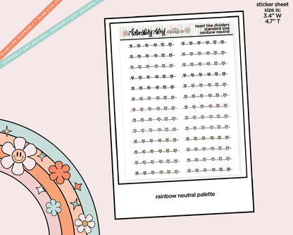 Rainbow Heart Line Dividers Standard Size Stickers for any Planner or Insert
