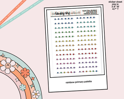 Rainbow Heart Line Dividers Standard Size Stickers for any Planner or Insert