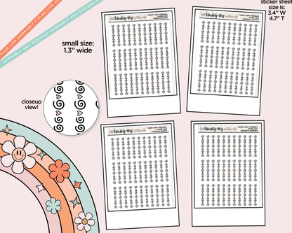 Rainbow Heart Swirl Dividers Small Size Planner Stickers for Any Planner - Adorably Amy Designs
