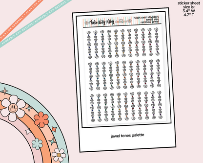 Rainbow Heart Swirl Dividers Small Size Planner Stickers for Any Planner - Adorably Amy Designs