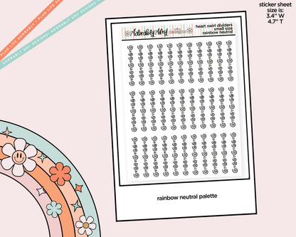 Rainbow Heart Swirl Dividers Small Size Planner Stickers for Any Planner - Adorably Amy Designs