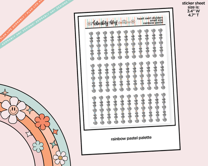 Rainbow Heart Swirl Dividers Small Size Planner Stickers for Any Planner - Adorably Amy Designs