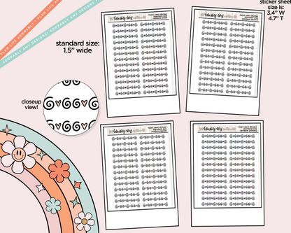 Rainbow Heart Swirl Dividers Standard Size Stickers for any Planner or Insert - Adorably Amy Designs