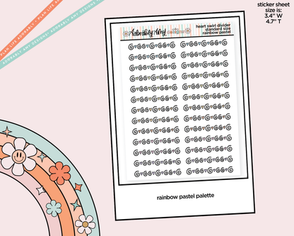 Rainbow Heart Swirl Dividers Standard Size Stickers for any Planner or Insert - Adorably Amy Designs