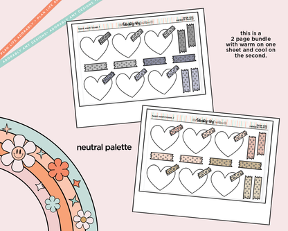 Rainbow Doodled Heart Washi Boxes Large/Jumbo Size Stickers