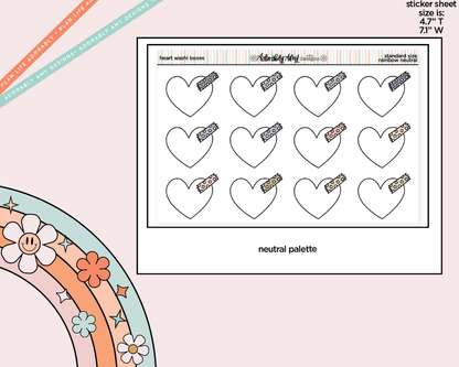 Rainbow Doodled Heart Washi Boxes Standard Size Stickers