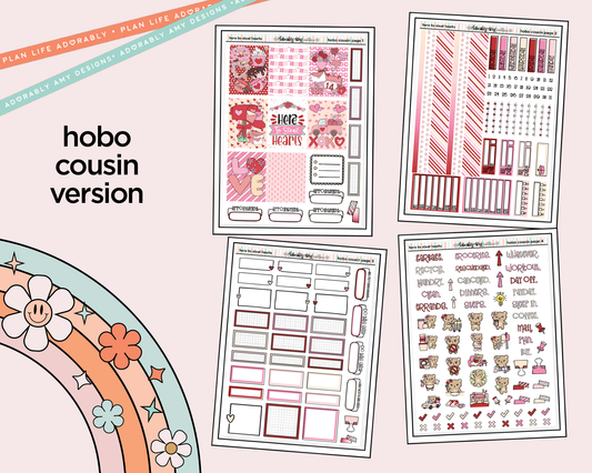Hobonichi Cousin Weekly Here to Steal Hearts Valentine Planner Sticker Kit for Hobo Cousin or Similar Planners