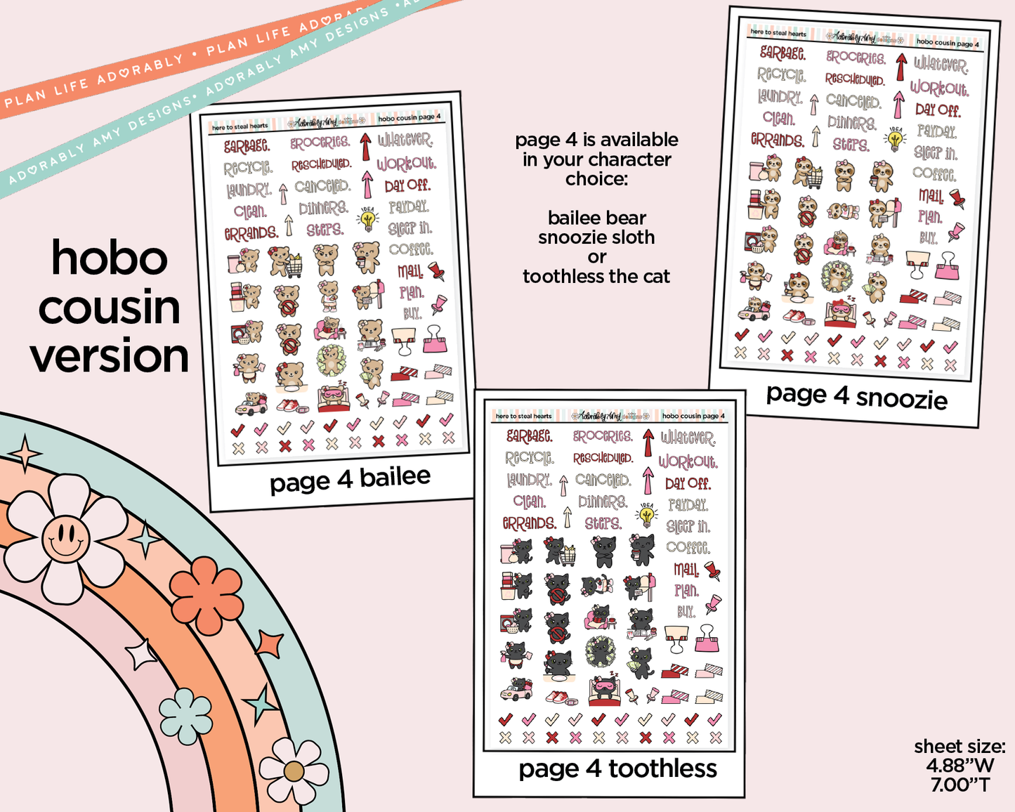 Hobonichi Cousin Weekly Here to Steal Hearts Valentine Planner Sticker Kit for Hobo Cousin or Similar Planners