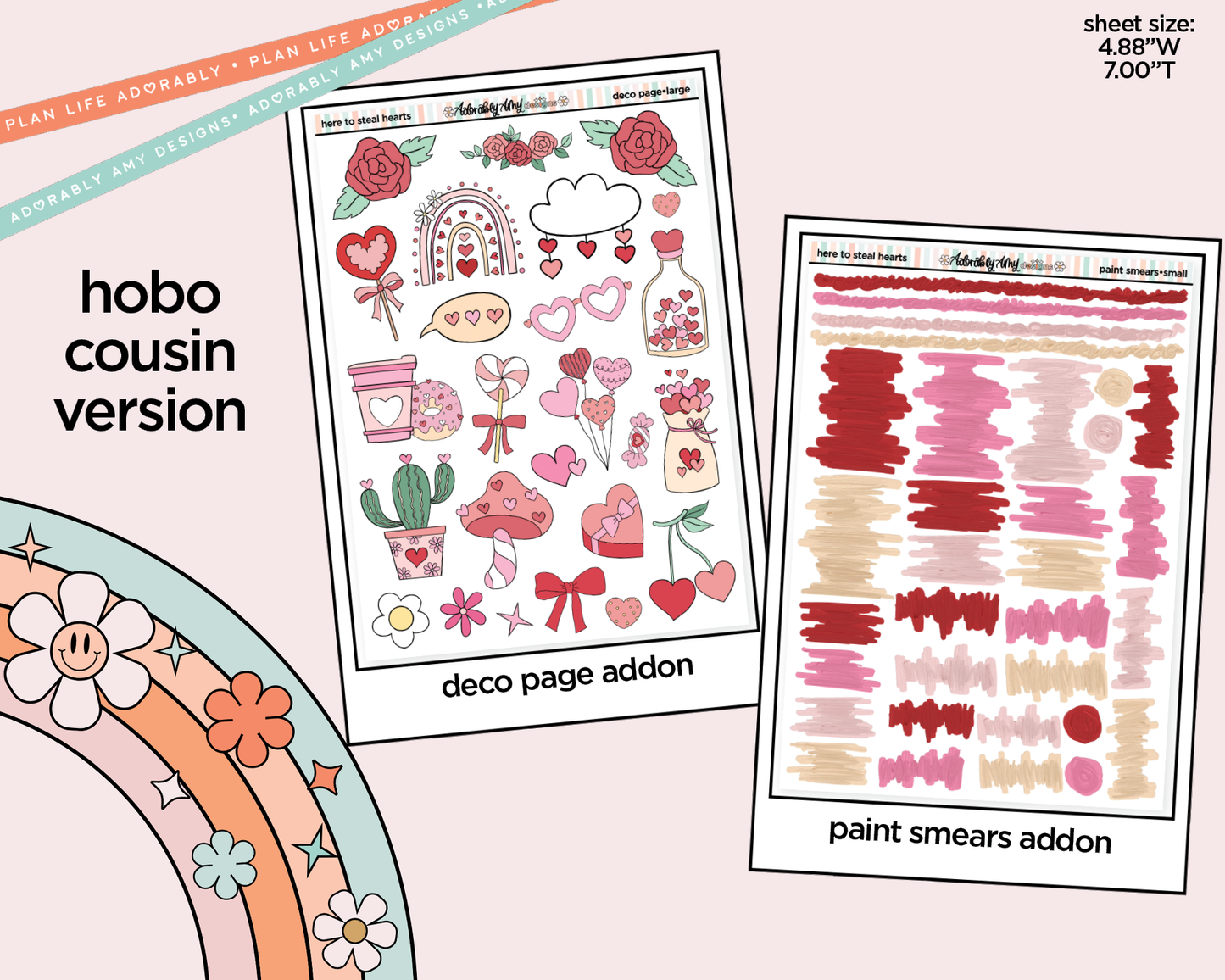 Hobonichi Cousin Weekly Here to Steal Hearts Valentine Planner Sticker Kit for Hobo Cousin or Similar Planners