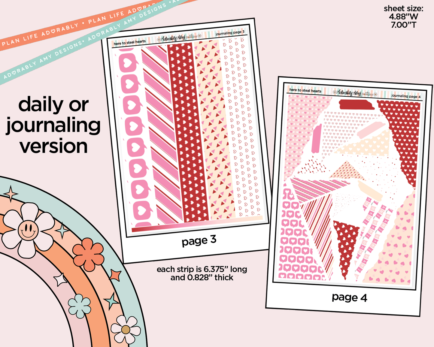 Journaling and Daily Planning Here to Steal Hearts Valentine Planner Sticker Kit