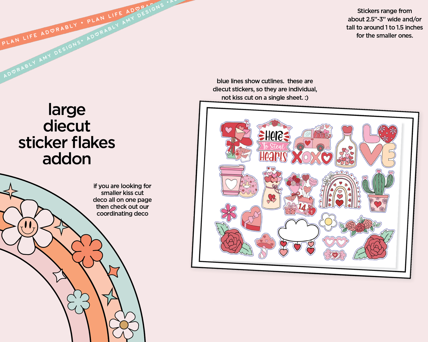 Journaling and Daily Planning Here to Steal Hearts Valentine Planner Sticker Kit