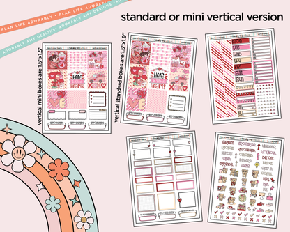 Vertical Here to Steal Hearts Valentine Sticker Kit for Vertical Standard Size Planners or Insert