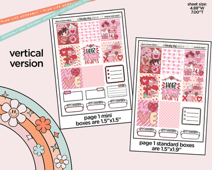 Vertical Here to Steal Hearts Valentine Sticker Kit for Vertical Standard Size Planners or Insert