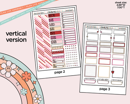 Vertical Here to Steal Hearts Valentine Sticker Kit for Vertical Standard Size Planners or Insert