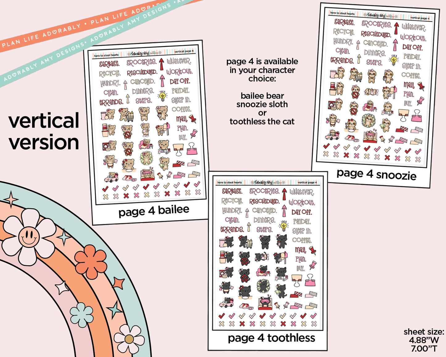 Vertical Here to Steal Hearts Valentine Sticker Kit for Vertical Standard Size Planners or Insert