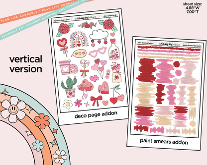 Vertical Here to Steal Hearts Valentine Sticker Kit for Vertical Standard Size Planners or Insert