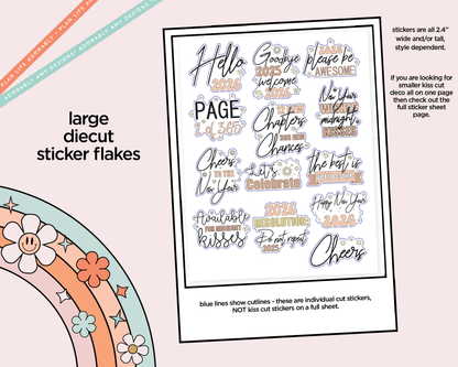 Hello 2026 New Years Deco Typography Sampler Planner Stickers