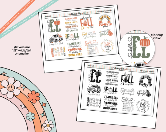 Hello Fall Deco Typography Sampler Planner Stickers