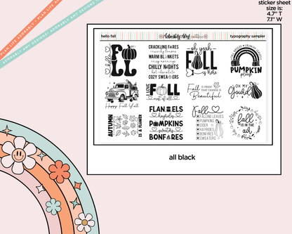 Hello Fall Deco Typography Sampler Planner Stickers