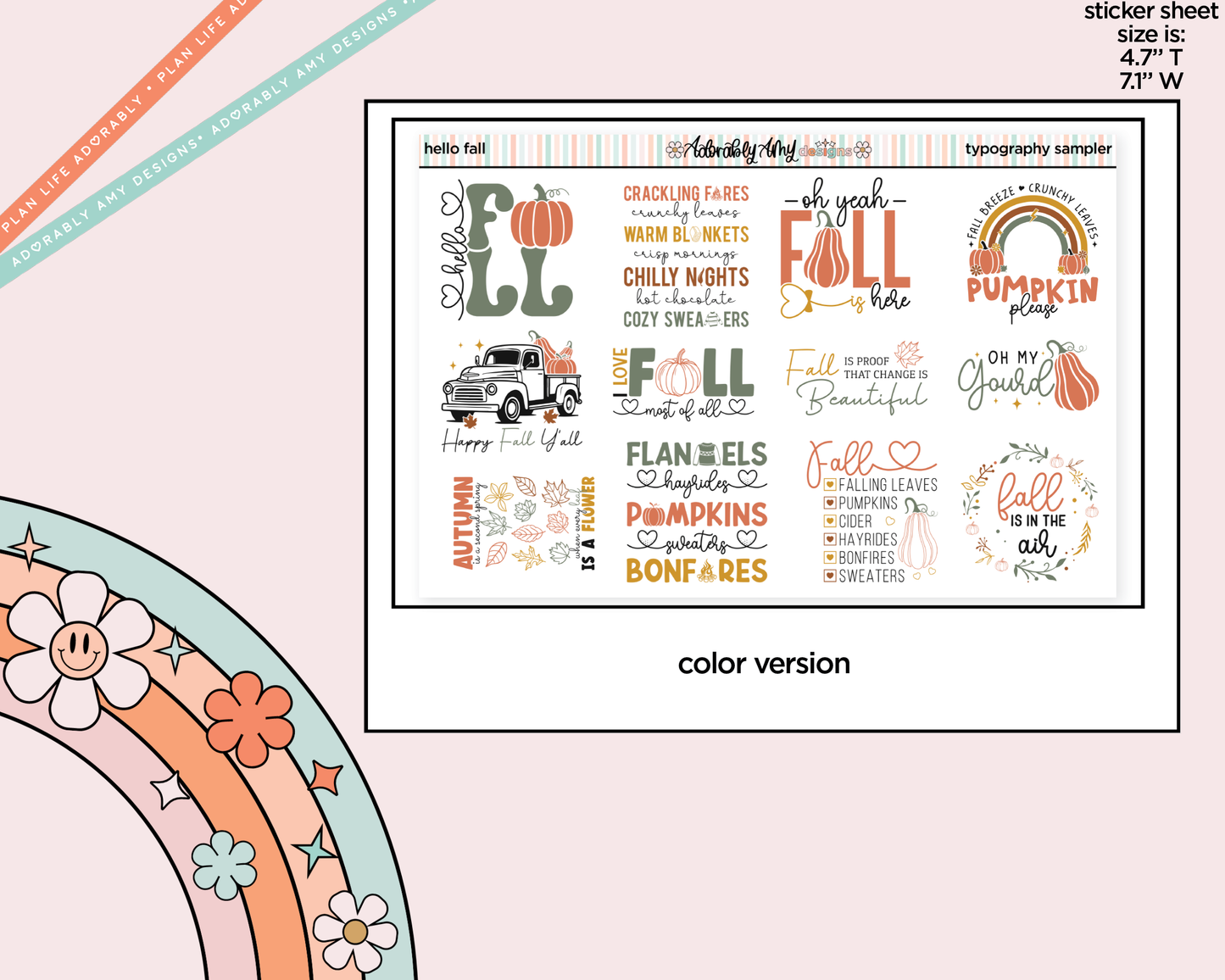 Hello Fall Deco Typography Sampler Planner Stickers