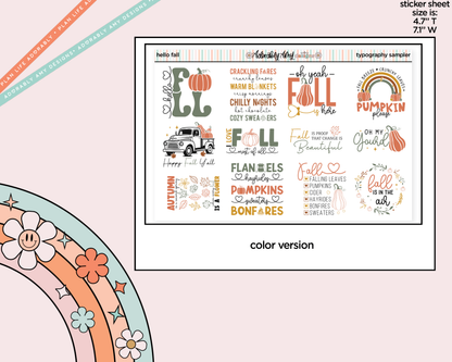 Hello Fall Deco Typography Sampler Planner Stickers