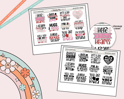 Here to Steal Hearts Deco Typography Sampler Planner Stickers