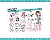 Hey Boo! Halloween Kawaii Ghosts Themed Typography Sampler Planner Stickers for any Planner or Insert