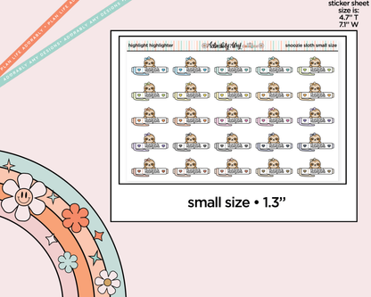 Snoozie Sloth Highlight Highlighter Decoration Character Planner Stickers - 3 Sizes Available