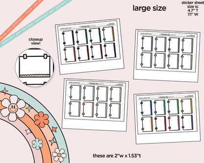 Rainbow Doodle Hinged Scallop Boxes Large/Jumbo Size Stickers - Adorably Amy Designs