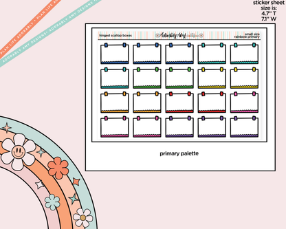 Rainbow Doodle Hinged Scallop Boxes Small Size Planner Stickers - Adorably Amy Designs
