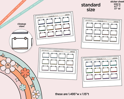 Rainbow Doodle Hinged Scallop Boxes Standard Size Planner Stickers - Adorably Amy Designs