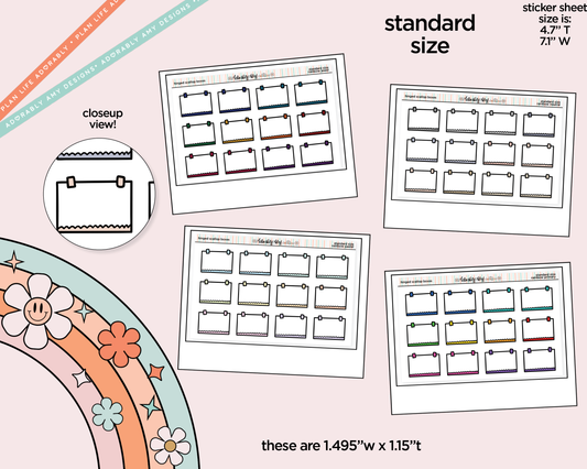 Rainbow Doodle Hinged Scallop Boxes Standard Size Planner Stickers - Adorably Amy Designs