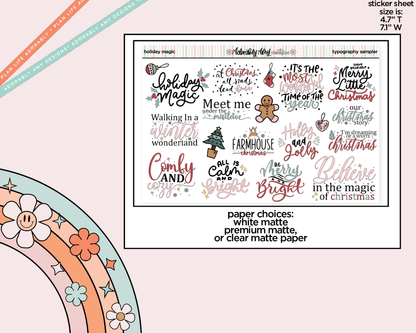 Holiday Magic Deco Typography Sampler Planner Stickers