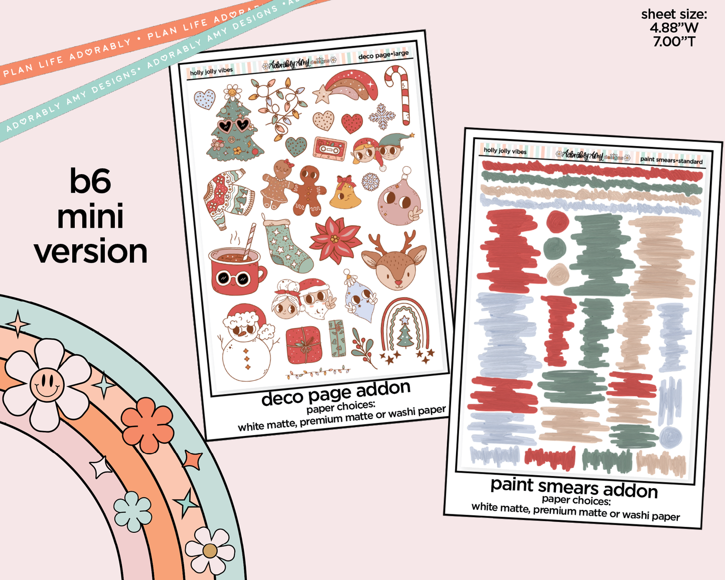 Mini B6 Holly Jolly Vibes Sticker Kit sized for ANY Vertical Insert