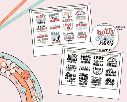 Holly Jolly Vibes Deco Typography Sampler Planner Stickers