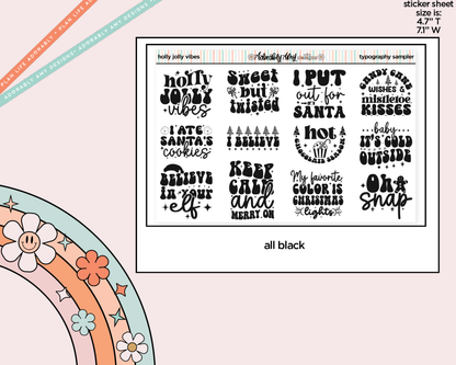 Holly Jolly Vibes Deco Typography Sampler Planner Stickers