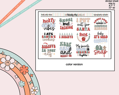 Holly Jolly Vibes Deco Typography Sampler Planner Stickers