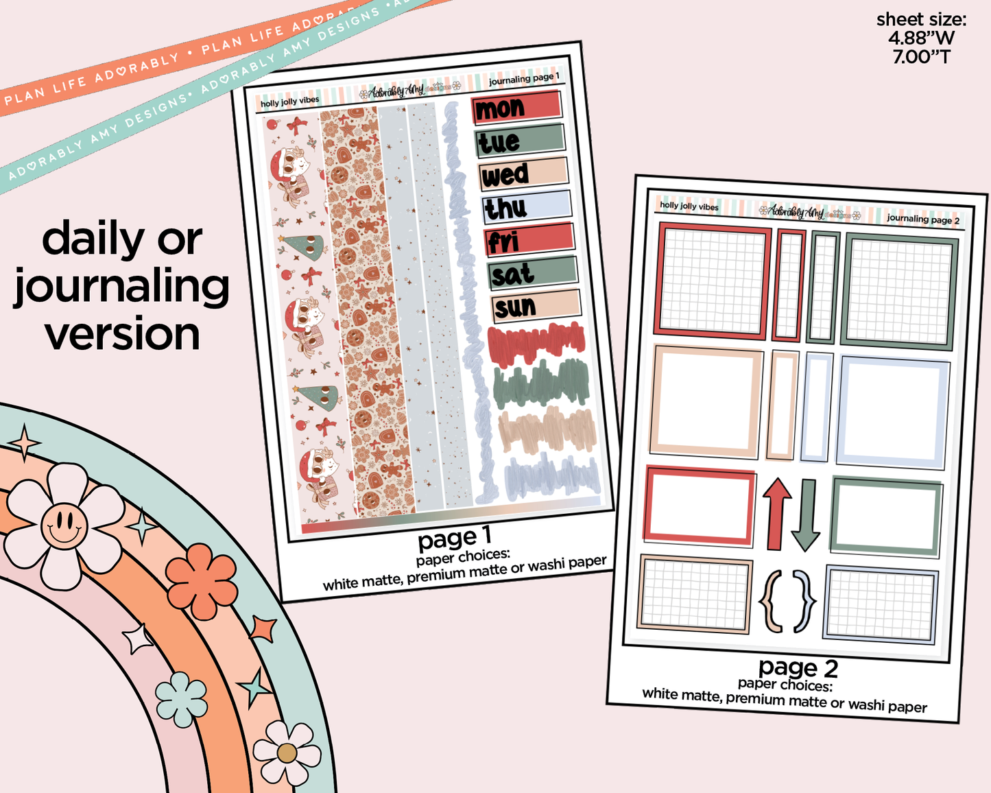 Journaling and Daily Planning Holly Jolly Vibes Planner Sticker Kit