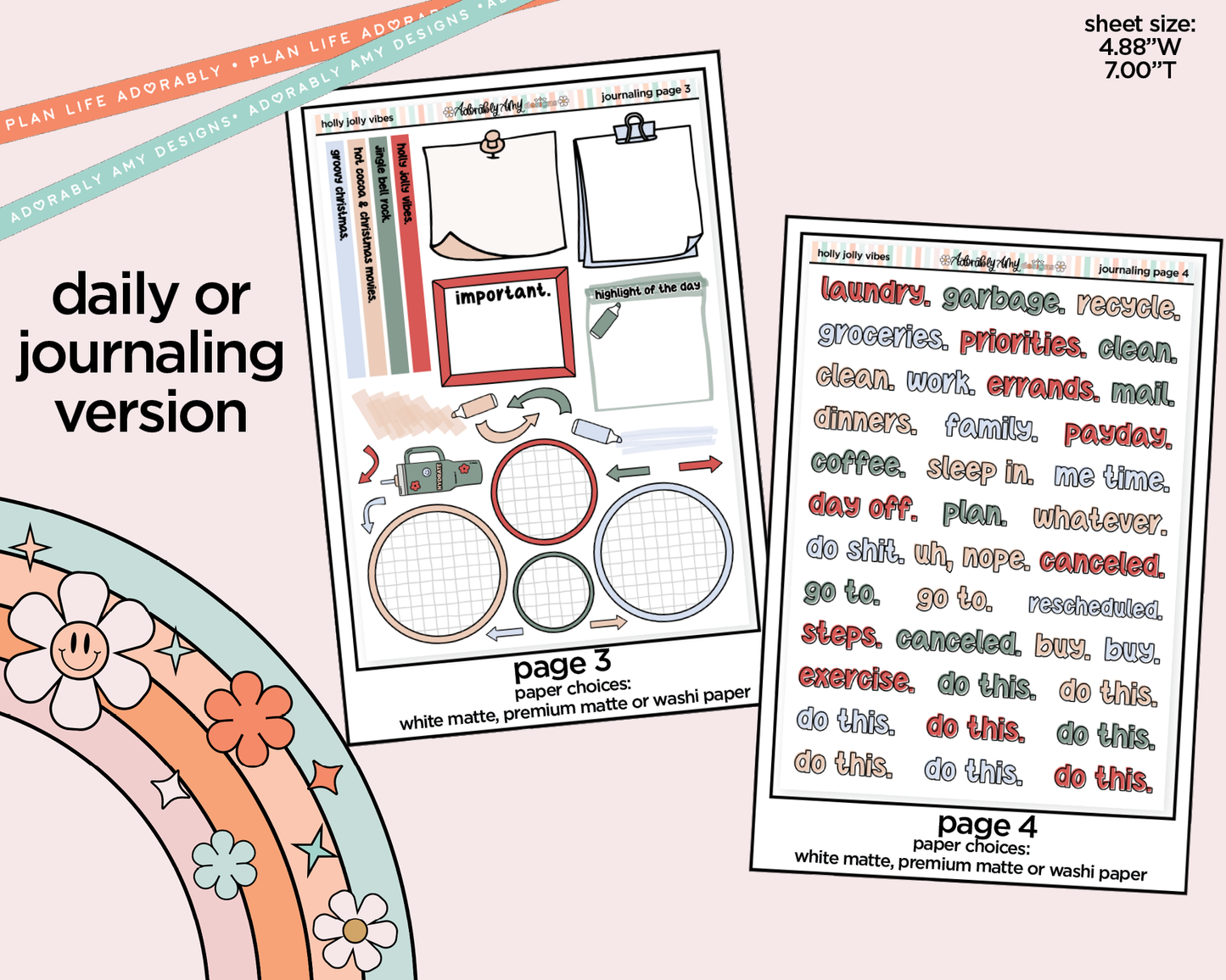 Journaling and Daily Planning Holly Jolly Vibes Planner Sticker Kit