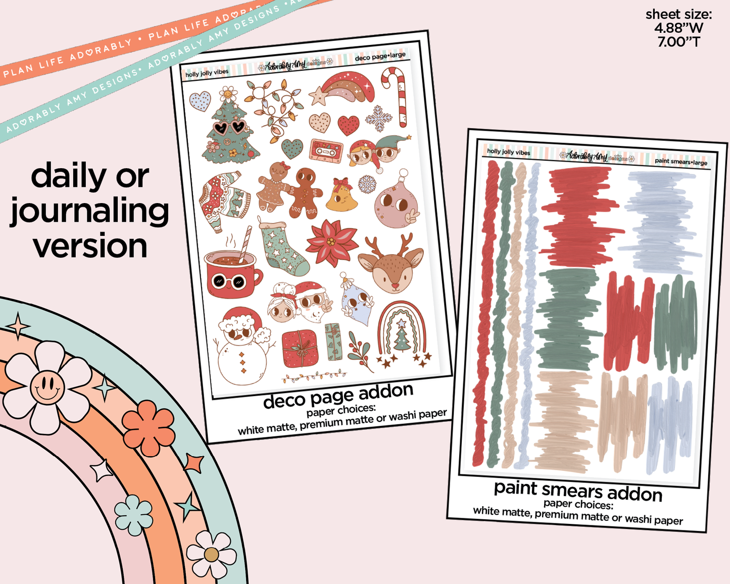 Journaling and Daily Planning Holly Jolly Vibes Planner Sticker Kit