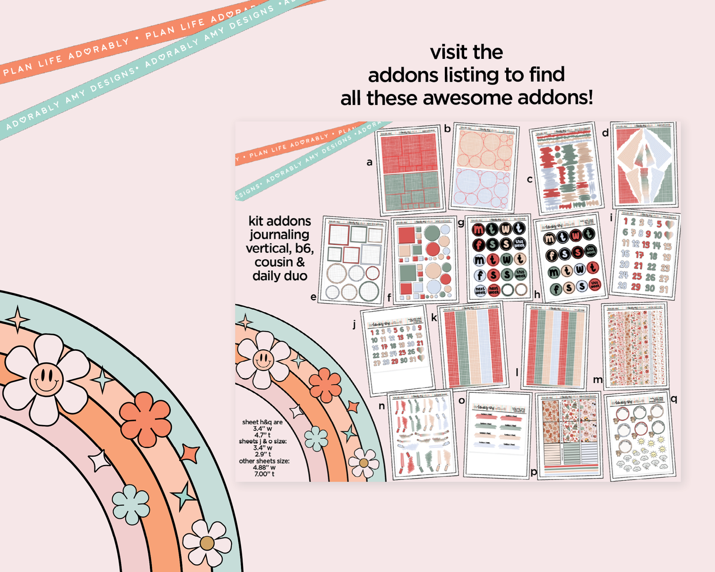 Vertical Holly Jolly Vibes Weekly Sticker Kit for Vertical Standard Size Planners or Insert