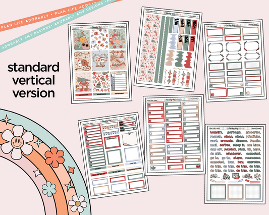 Vertical Holly Jolly Vibes Weekly Sticker Kit for Vertical Standard Size Planners or Insert