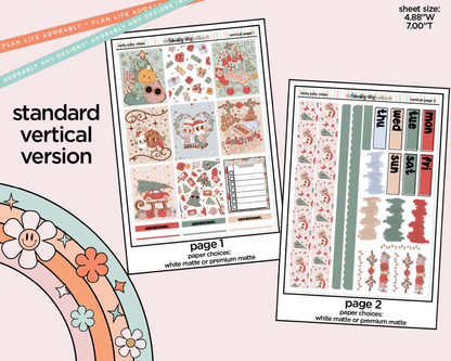 Vertical Holly Jolly Vibes Weekly Sticker Kit for Vertical Standard Size Planners or Insert