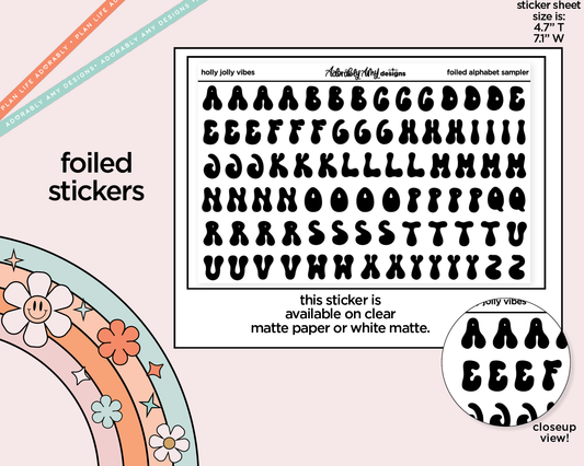 Foiled Holly Jolly Vibes Alphabet Stickers Deco Typography Sampler Planner Stickers