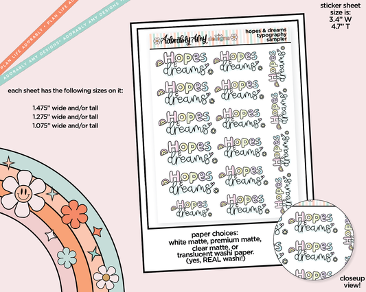 Hopes & Dreams Typography Sampler Planner Stickers