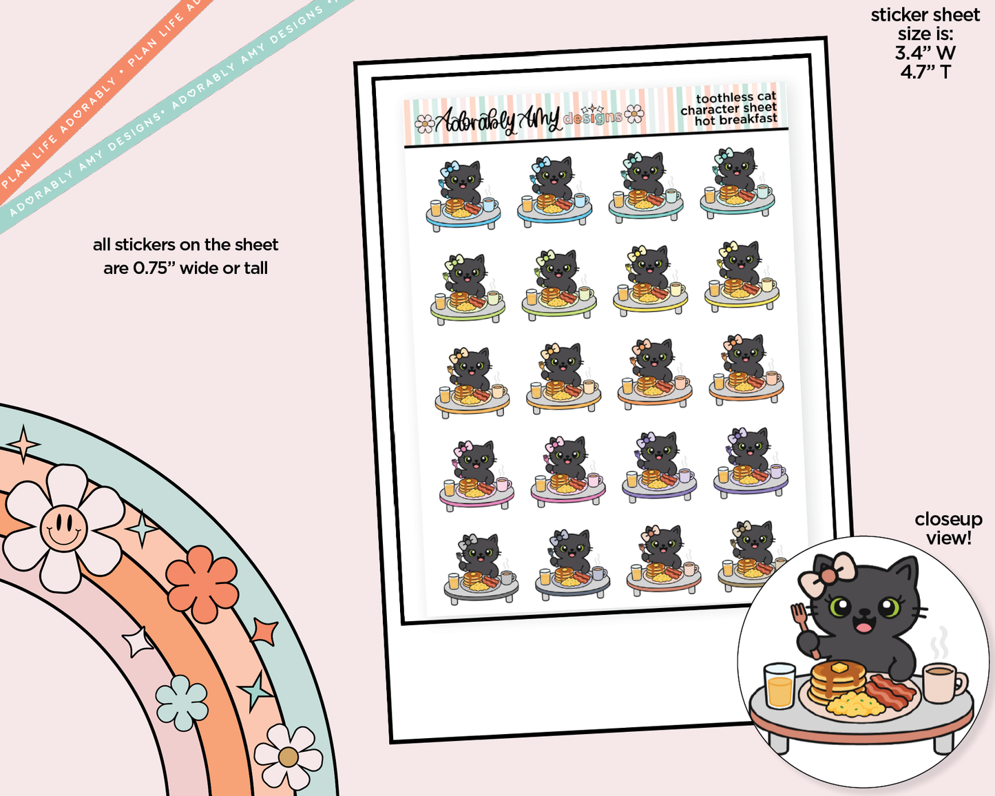 Toothless Cat Hot Breakfast Decoration Character Planner Stickers