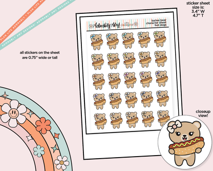Bailee Bear Hot Dog Decoration Character Planner Stickers